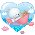 Gif animé coeur bleu lapin